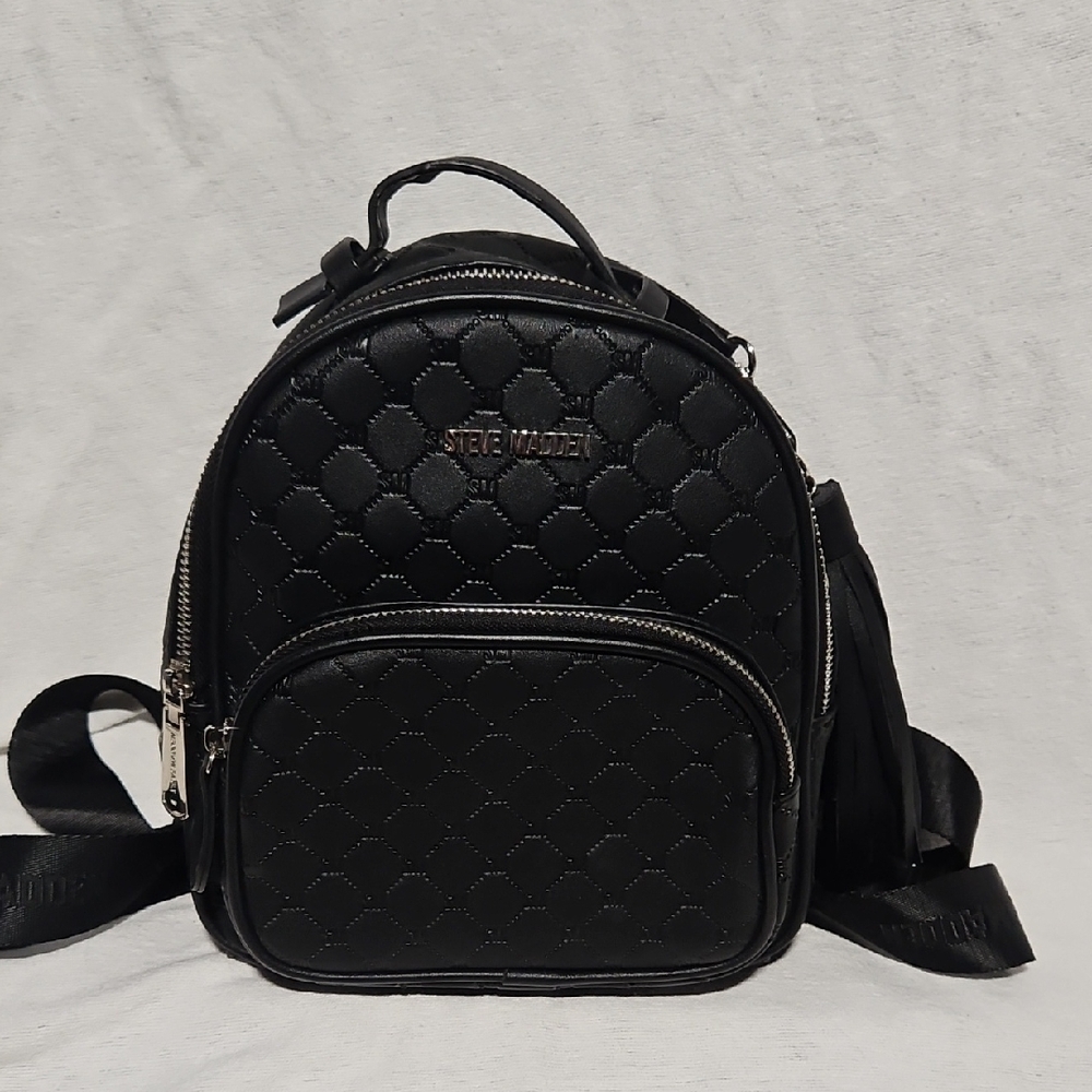 Steve Madden Quilted Black Mini Backpack